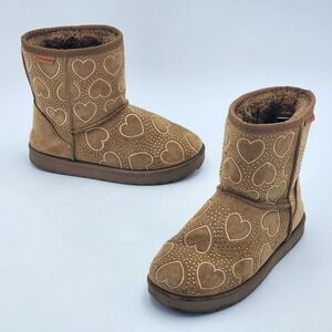 Tahari Kids Hartz Rhinestone Hearts Faux Fur Boots Brown Toddler's Size 1